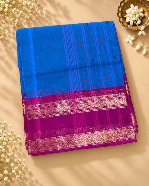 Neelambari saree — Vibrant Blue with Magenta